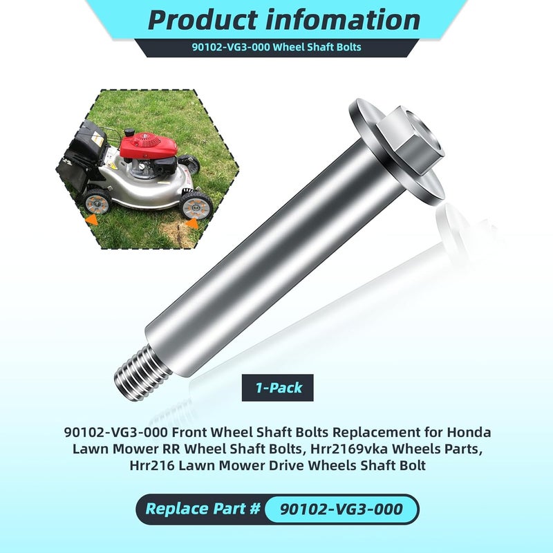YeuauTa 90102-VG3-000 Wheel Shaft Bolts for Honda HRR2169VKA/HRR216 Lawn Mower, Solves Loose Wheels and Vibration Issues, 1 Pack. - Image 3